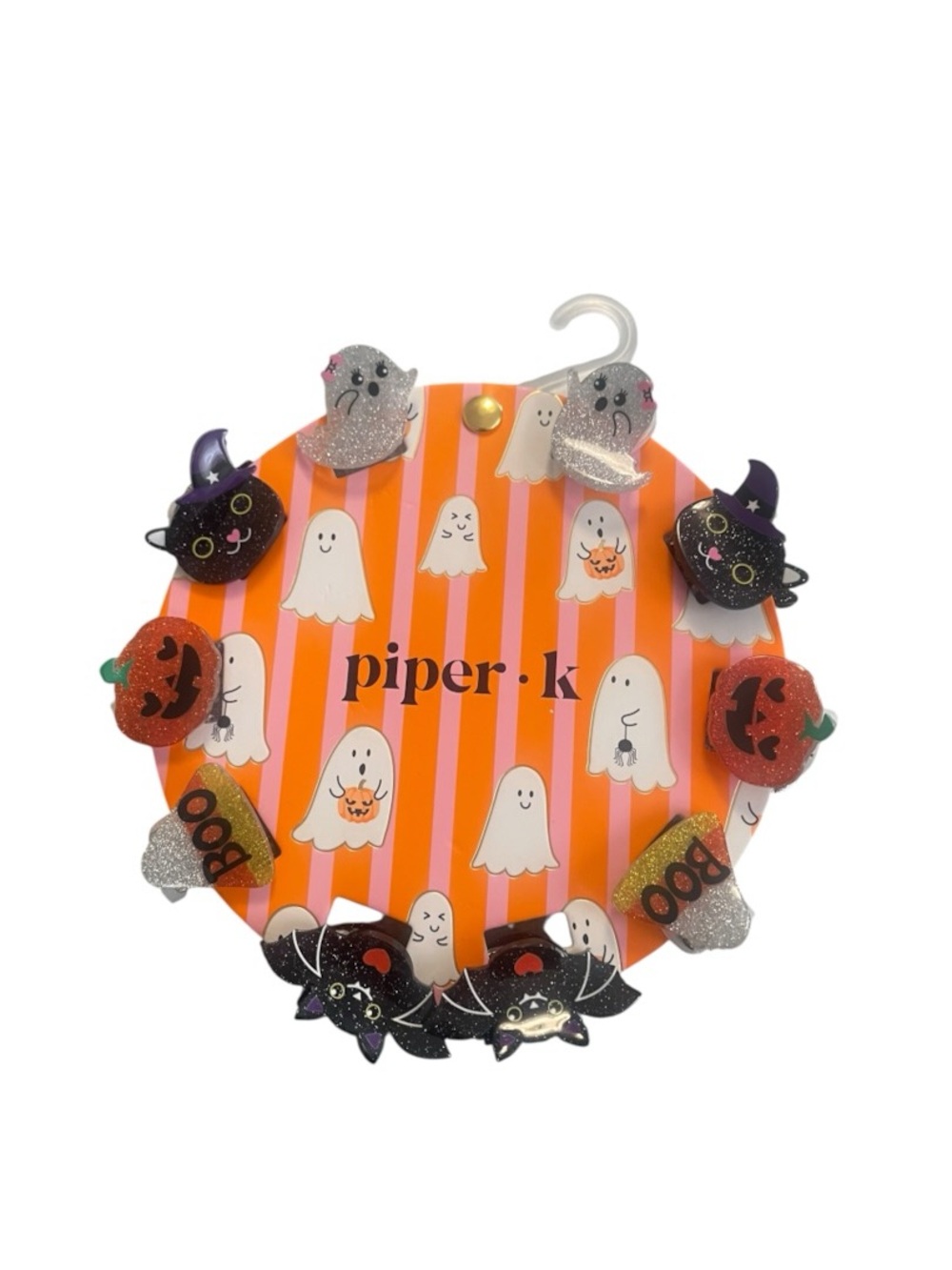 Piper K - Kids Halloween Hair Clips Set – Ghost Cat - Pumpkin - Bat - Boo - New